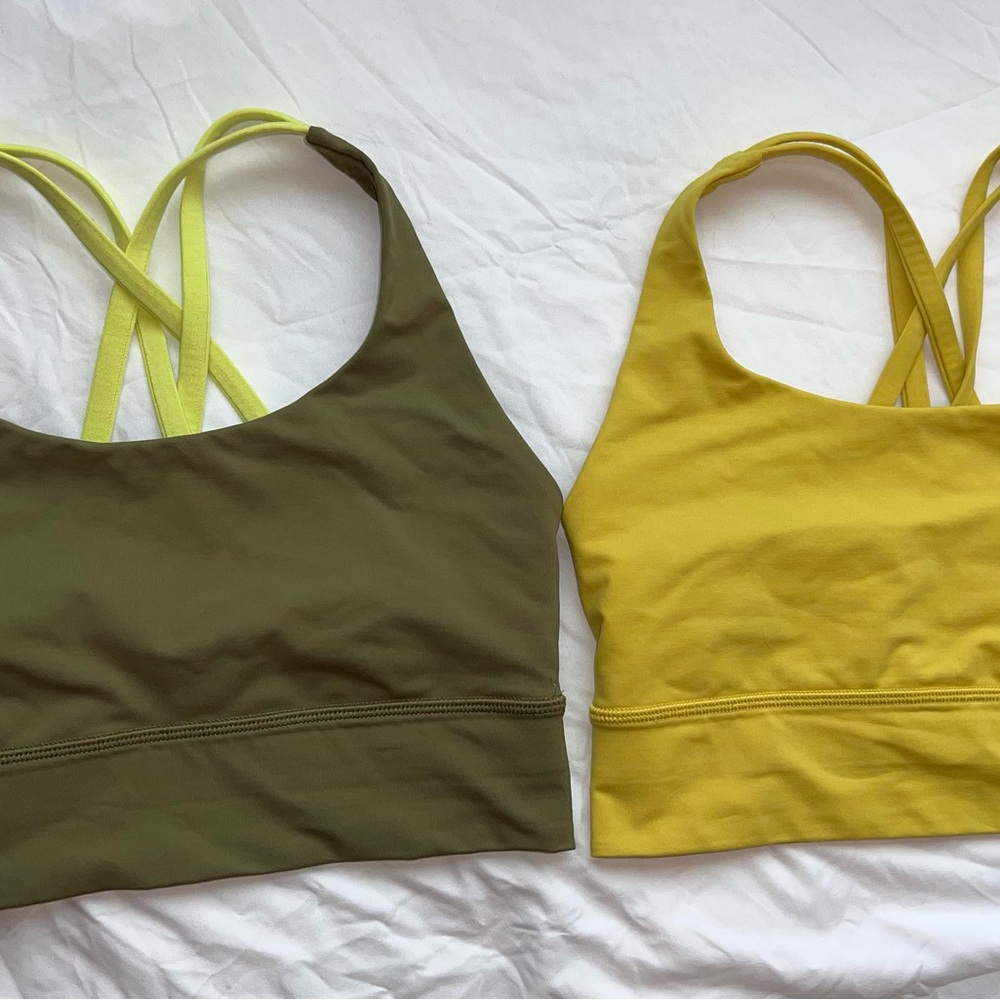 lululemon athletica Olive and Yellow Tank Tops long line no pads size 4